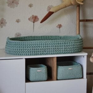 Πλεκτή αλλαξιέρα καλάθι με στρώμα Mint